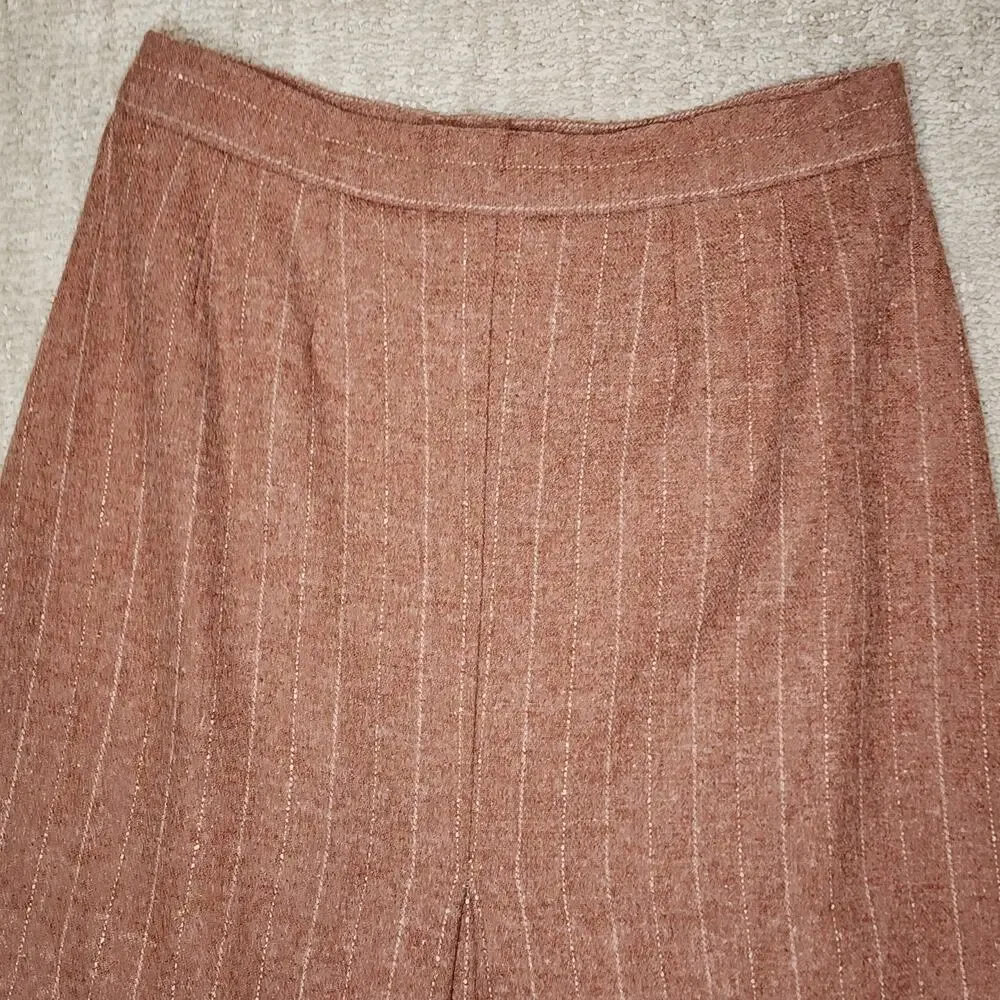 Vintage Orange Wool A Line Striped Skirt Women's Size XS Small